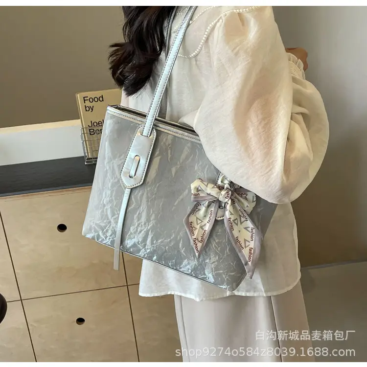 Women Detachable Silk Scarf Bag White Large Capacity — feature 25