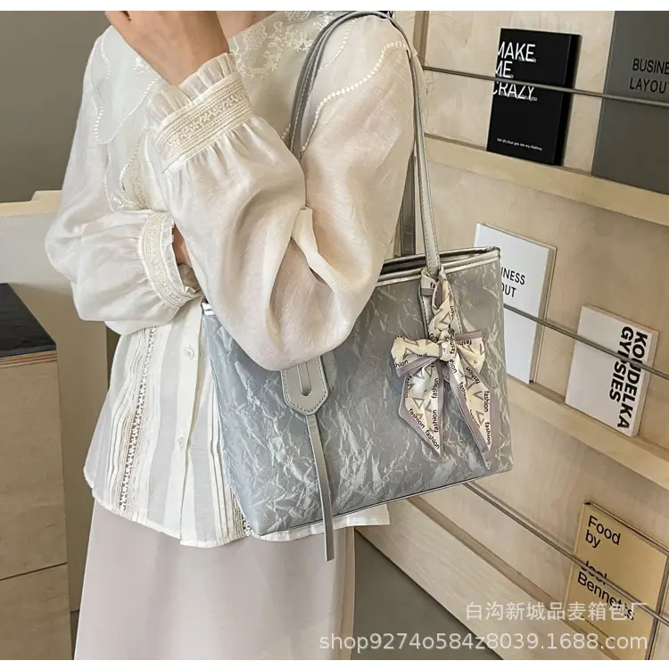 Women Detachable Silk Scarf Bag White Large Capacity — feature 26