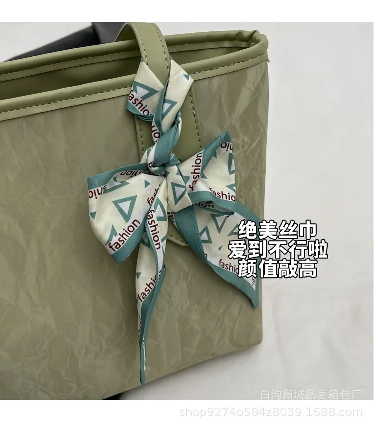 Women Detachable Silk Scarf Bag White Large Capacity — feature 3