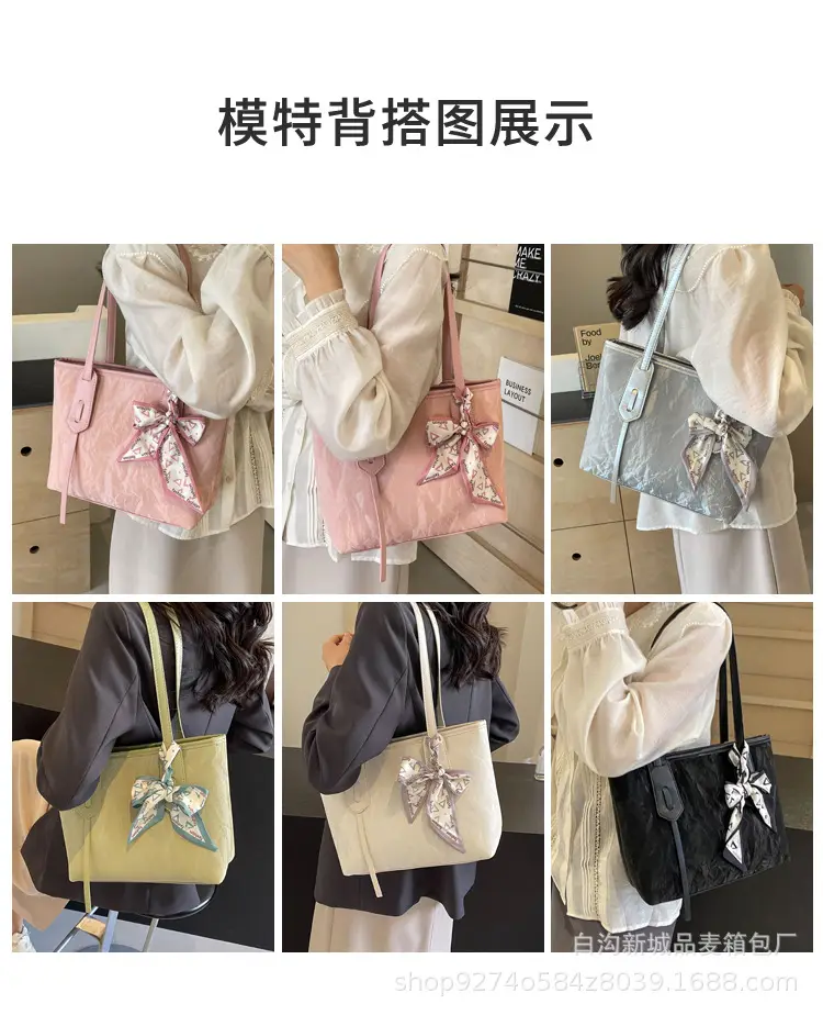 Women Detachable Silk Scarf Bag White Large Capacity — feature 8