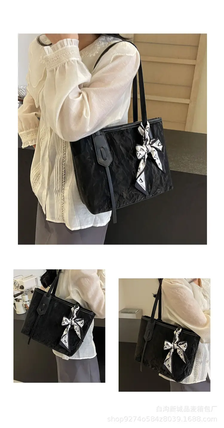 Women Detachable Silk Scarf Bag White Large Capacity — feature 9