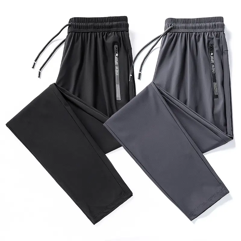 Men Black Grey Zipper Ankle Pants Sport Casual - Image 11