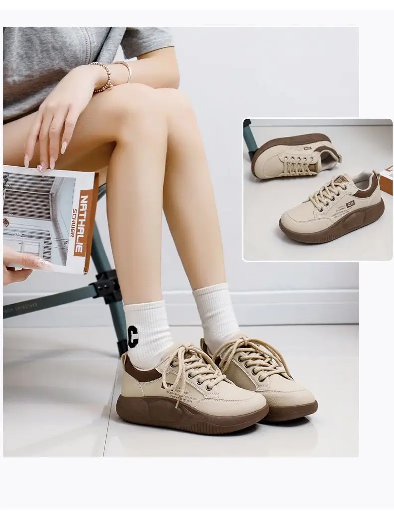 White Sneakers for Women 2025 Spring New Style Student Korean Version Ins Trendy Shoes Versatile Thick-Soled Casual Sneakers for Women Xq5801 — feature 1
