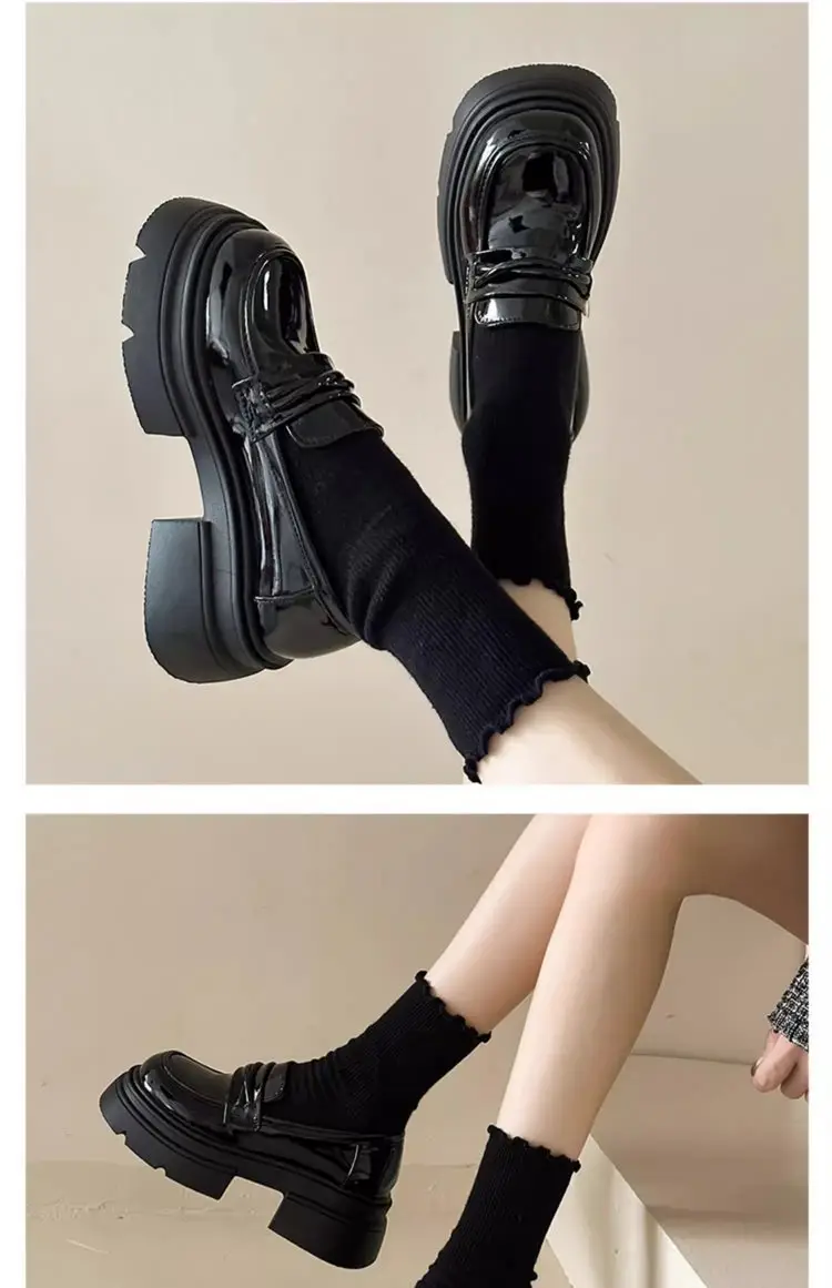 Black Slip-On Women's Shoes with Thick Sole — feature 7