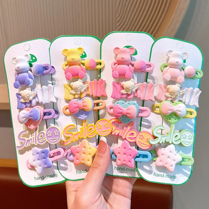 Cute Bear Hairpins for Girls - 3 Pack of Colorful Clip Clips