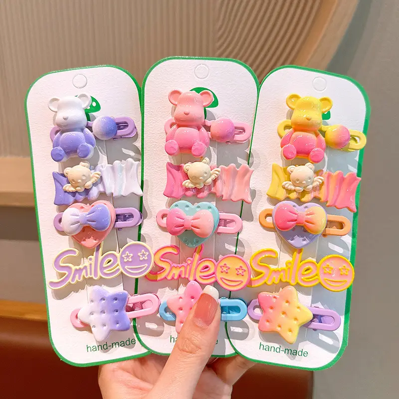 Cute Bear Hairpins for Girls - 3 Pack of Colorful Clip Clips
