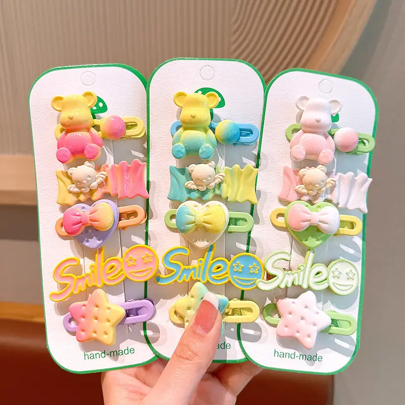 Cute Bear Hairpins for Girls - 3 Pack of Colorful Clip Clips
