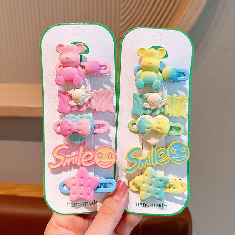 Cute Bear Hairpins for Girls - 3 Pack of Colorful Clip Clips