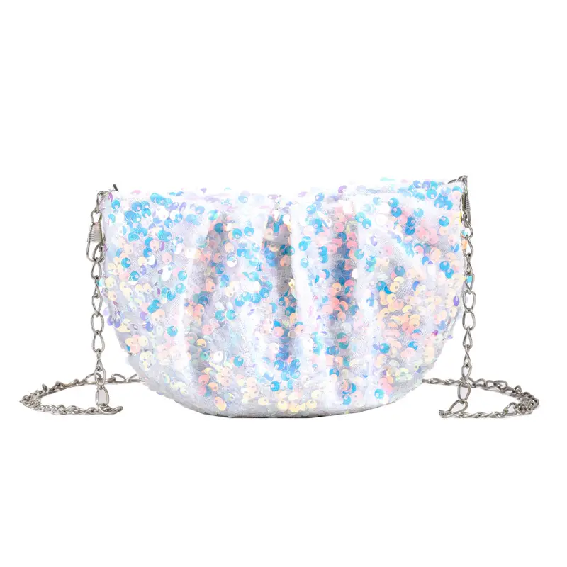 Black Sequined Chain Shoulder Bag for Women - Image 8