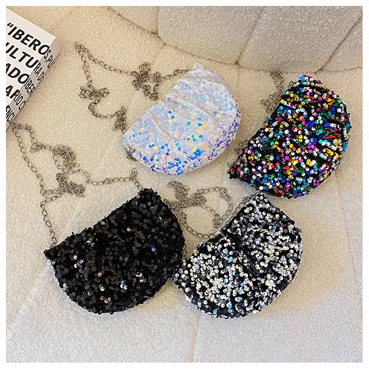 Black Sequined Chain Shoulder Bag for Women — feature 15