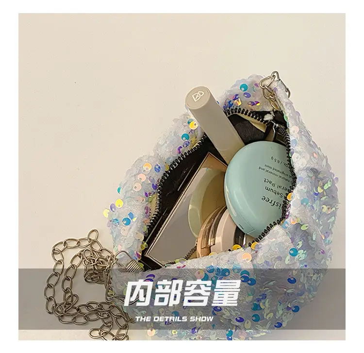 Black Sequined Chain Shoulder Bag for Women — feature 6