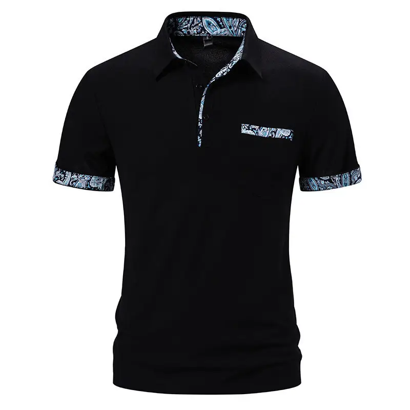 Black Short-Sleeved Polo Shirt for Men