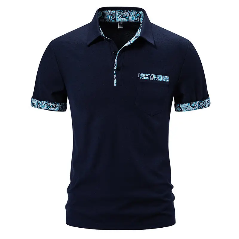 Black Short-Sleeved Polo Shirt for Men