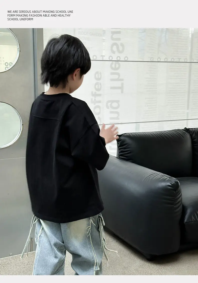 Boys T-Shirt Black Graphic 2025 Cotton Summer — feature 10