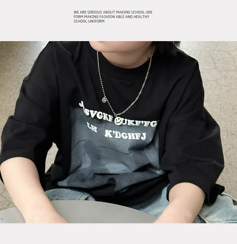 Boys T-Shirt Black Graphic 2025 Cotton Summer — feature 12
