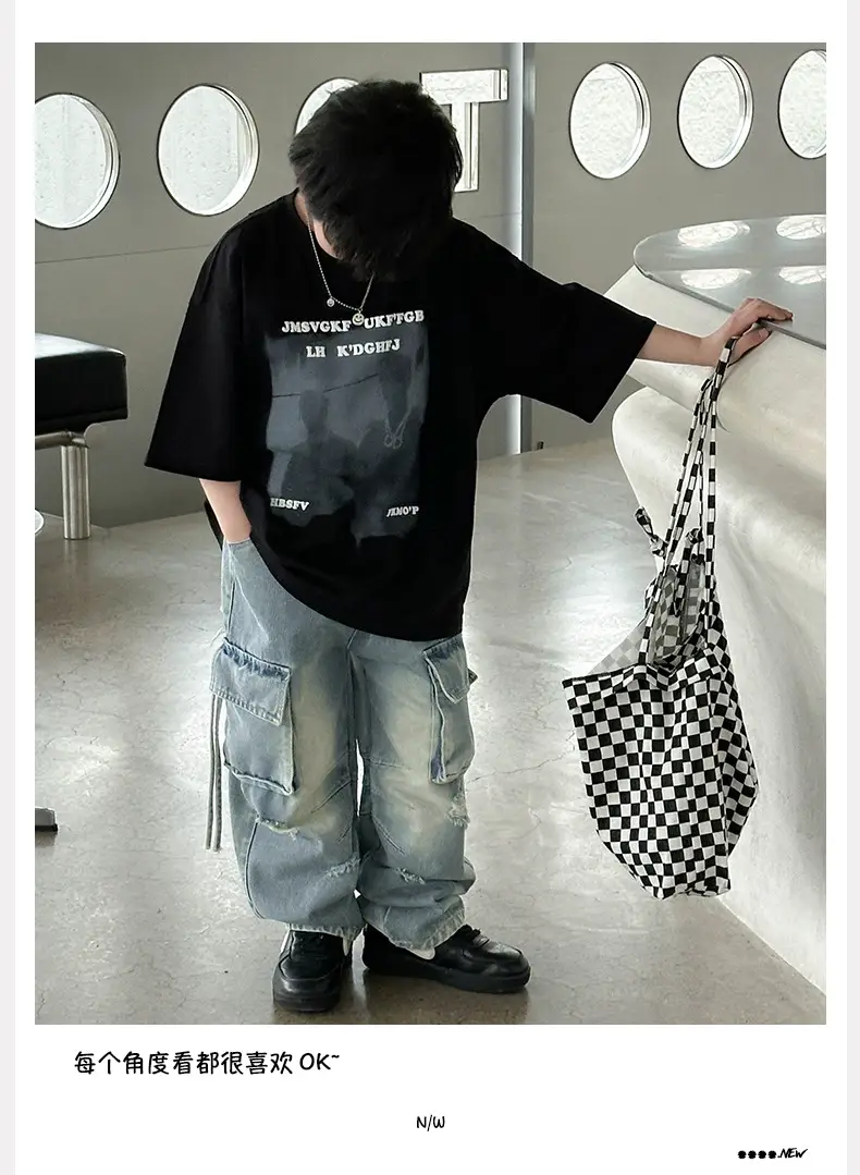 Boys T-Shirt Black Graphic 2025 Cotton Summer — feature 5