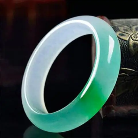 Green Jade Bracelet for Women Floating Flower Design