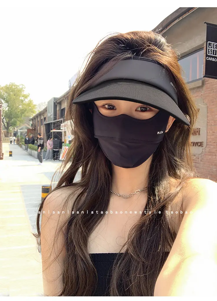 Women's Pink UV Visor Cap with Face Mask — feature 3