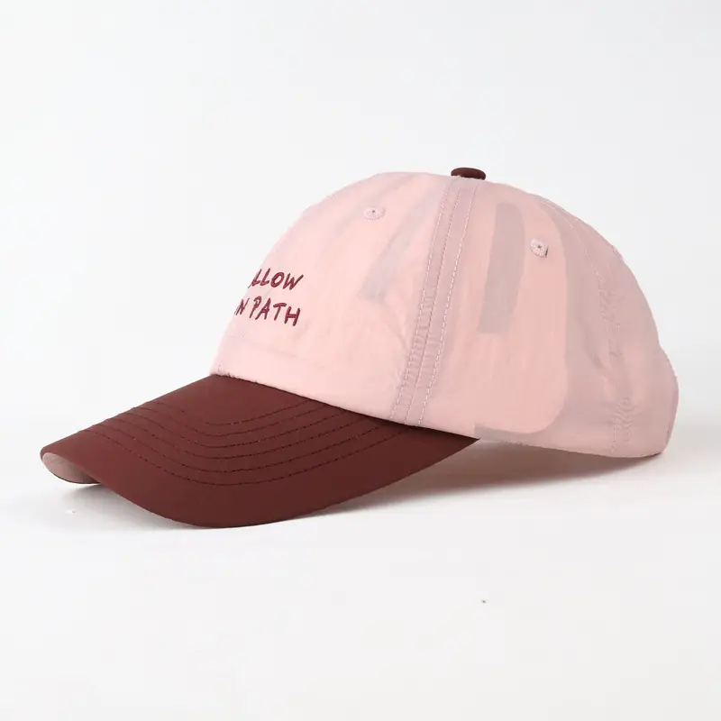 Men's Brown Cotton Baseball Cap with "FOLLOW DIN PATH" Embroidery — feature 10