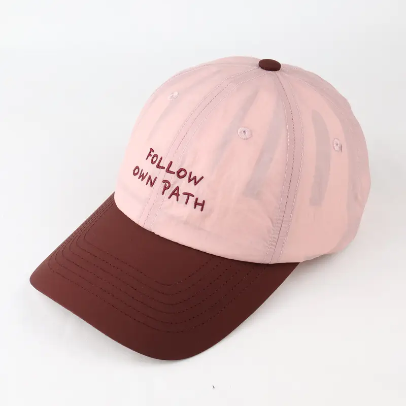 Men's Brown Cotton Baseball Cap with "FOLLOW DIN PATH" Embroidery — feature 12