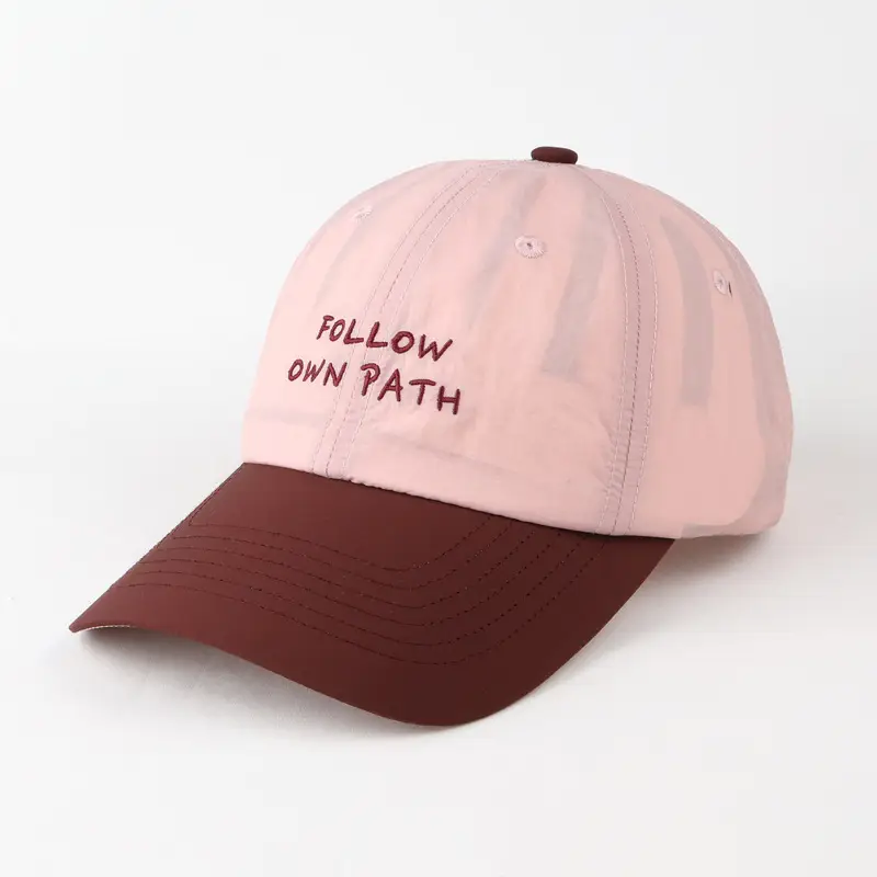 Men's Brown Cotton Baseball Cap with "FOLLOW DIN PATH" Embroidery — feature 7