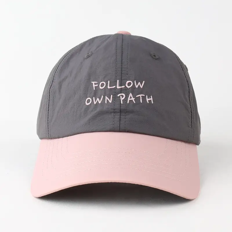 Men's Brown Cotton Baseball Cap with "FOLLOW DIN PATH" Embroidery — feature 8