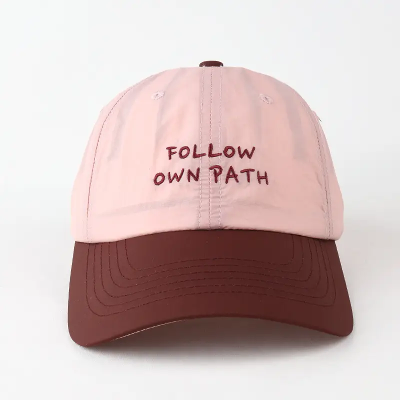 Men's Brown Cotton Baseball Cap with "FOLLOW DIN PATH" Embroidery — feature 9