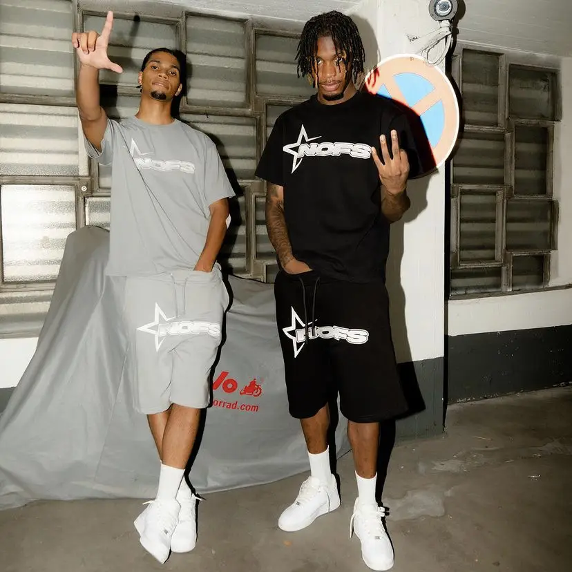 American Streetwear Black Stars Short Sleeve T-Shirt Shorts - Image 26