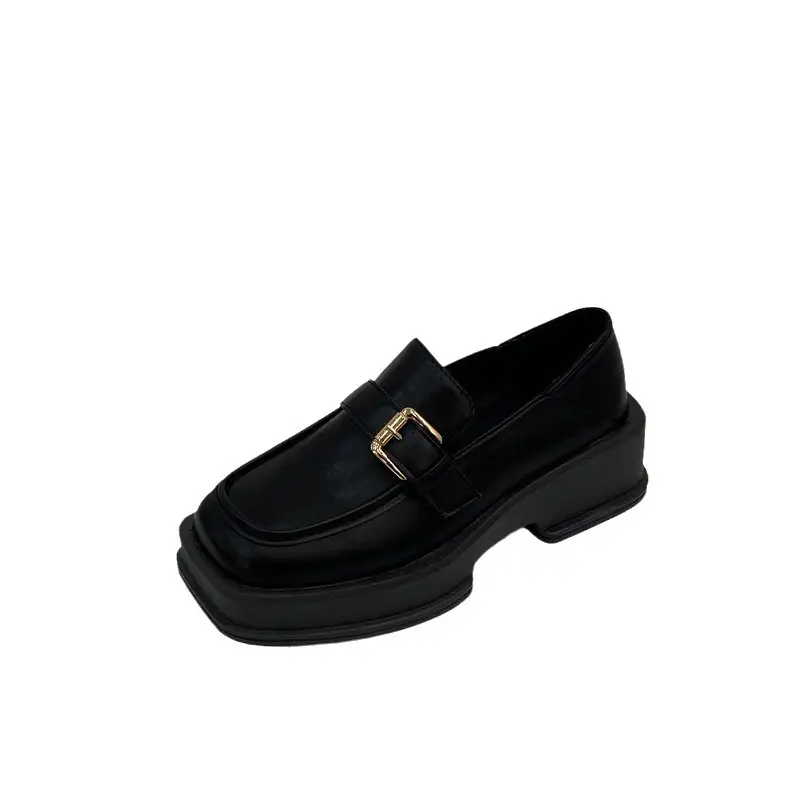 British Style Thick-Soled Loafers Wholesale Spring New Retro Square Toe Thick-Heeled Small Leather Shoes for Women - Image 7