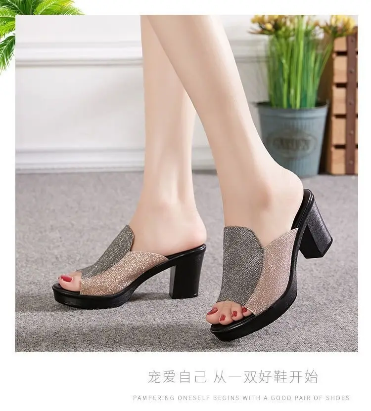 Women's Glitter Fish-Eye Heel Sandals 2024 — feature 11