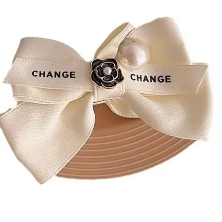 Women's Cream Bow Hairpin with Pearl Flower Clip - Image 9