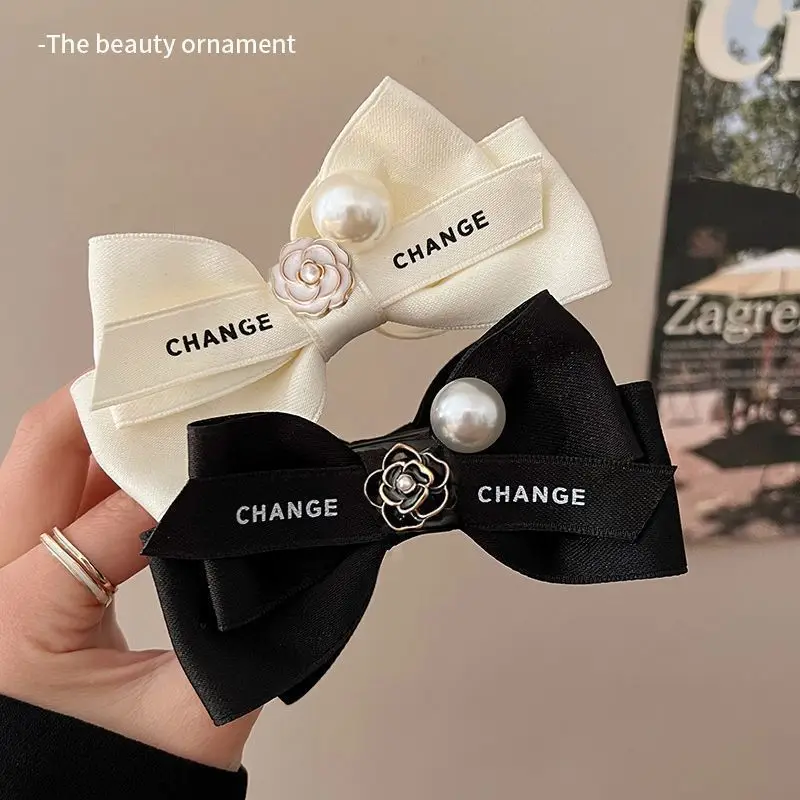 Women's Cream Bow Hairpin with Pearl Flower Clip — feature 1