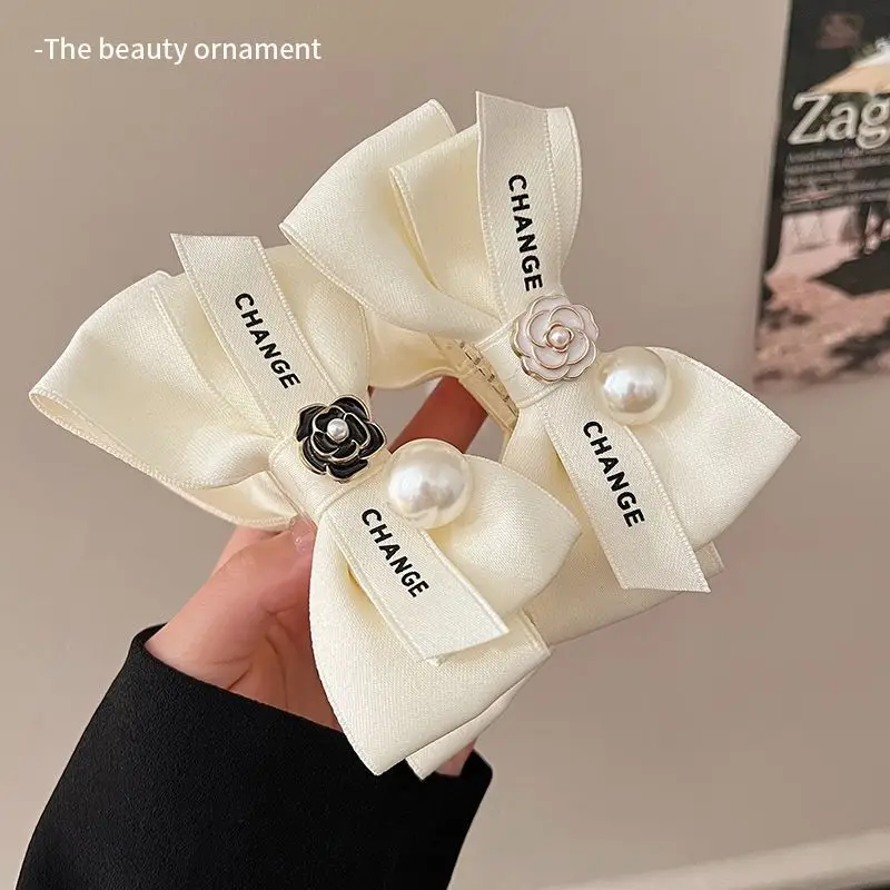 Women's Cream Bow Hairpin with Pearl Flower Clip — feature 3