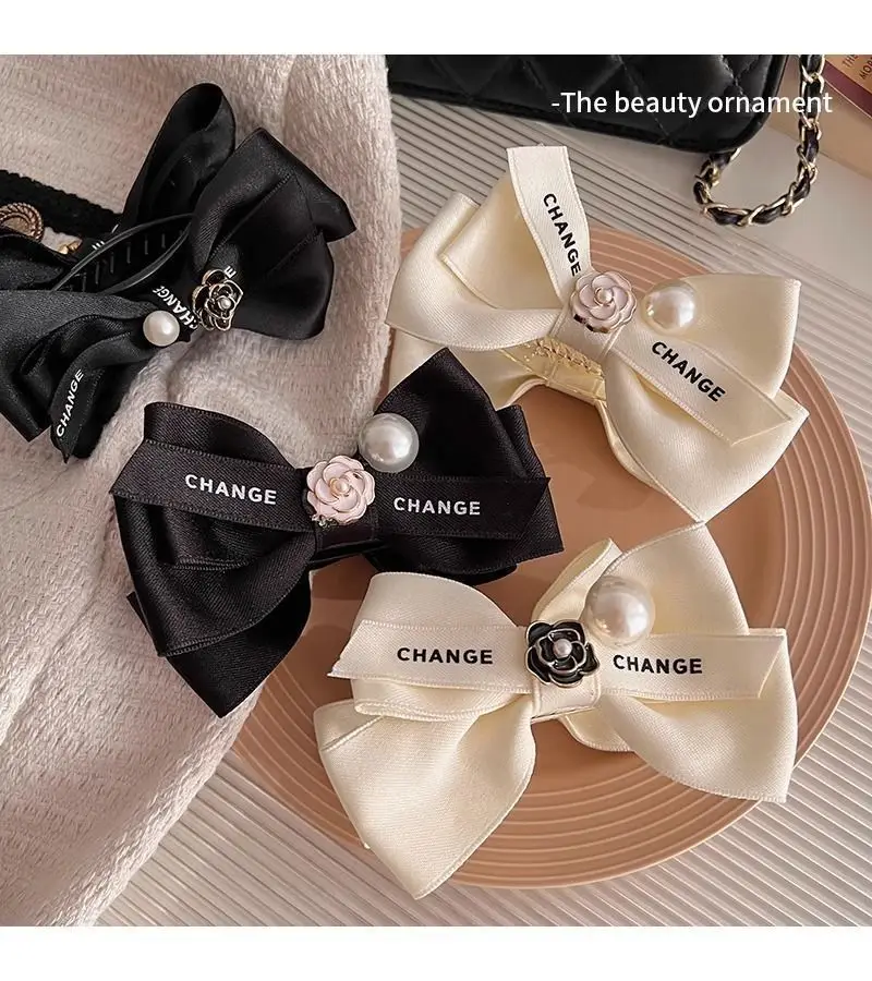 Women's Cream Bow Hairpin with Pearl Flower Clip — feature 4