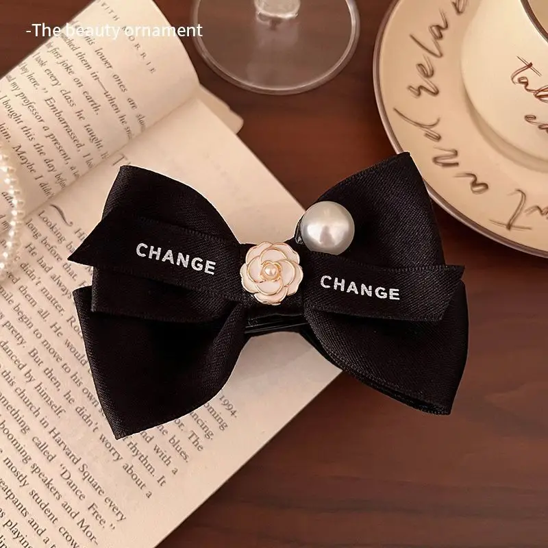 Women's Cream Bow Hairpin with Pearl Flower Clip - Image 2