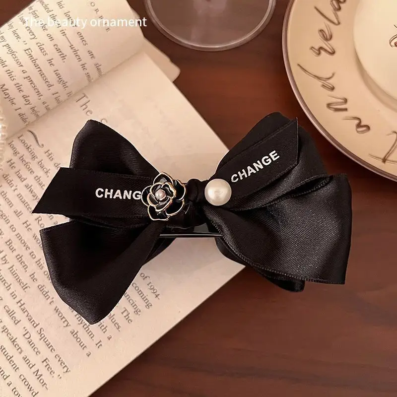 Women's Cream Bow Hairpin with Pearl Flower Clip - Image 4