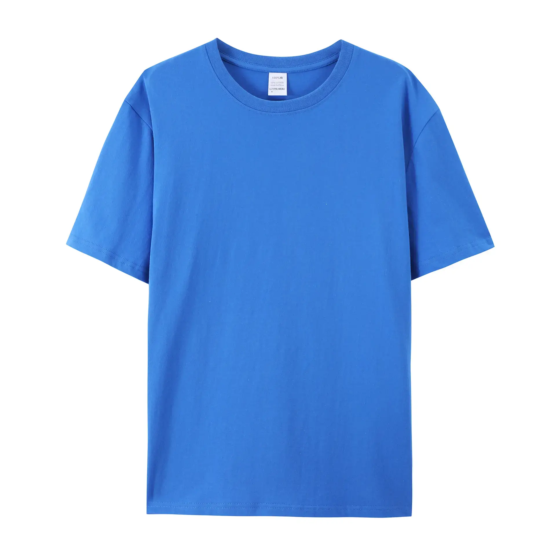 Light Blue Pure Cotton T-Shirt for Men Women European Size - Image 15