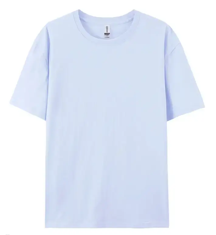 Light Blue Pure Cotton T-Shirt for Men Women European Size - Image 26