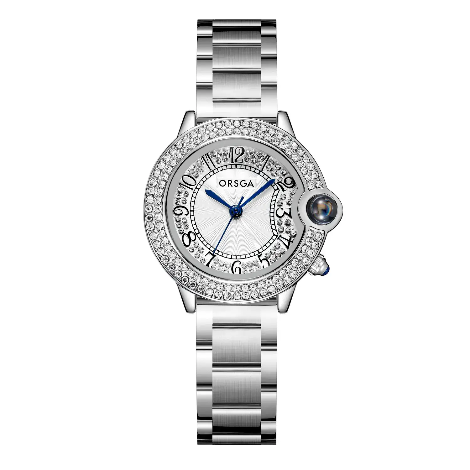 Ozga Luxury Women's Diamond Encrusted Quartz Watch Brown Leather Strap - Image 7