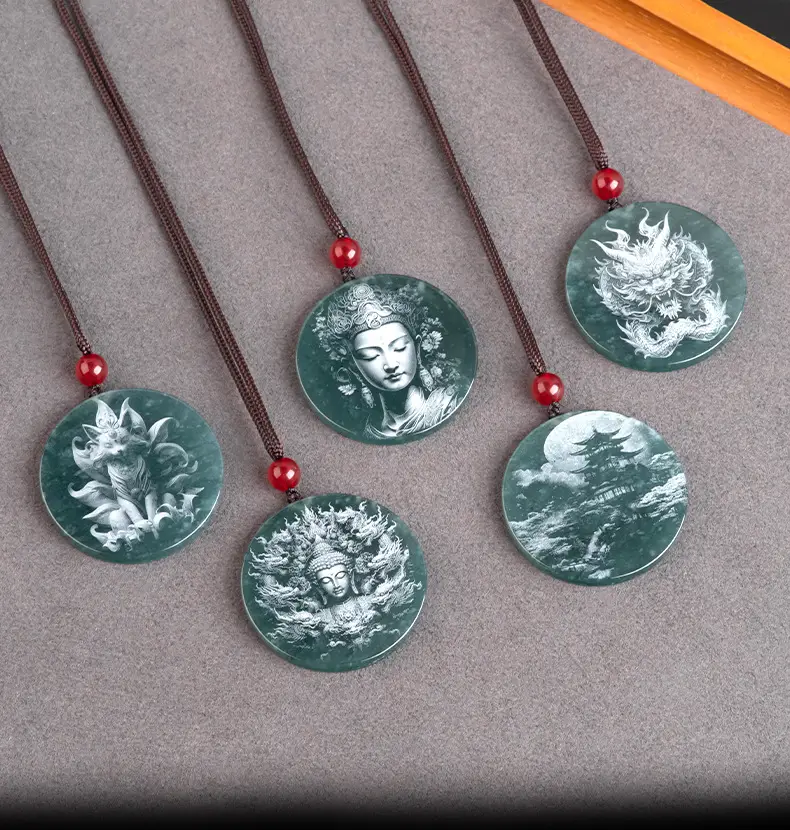 Jade Buddha Pendant with Red Chain for Men Women — feature 2