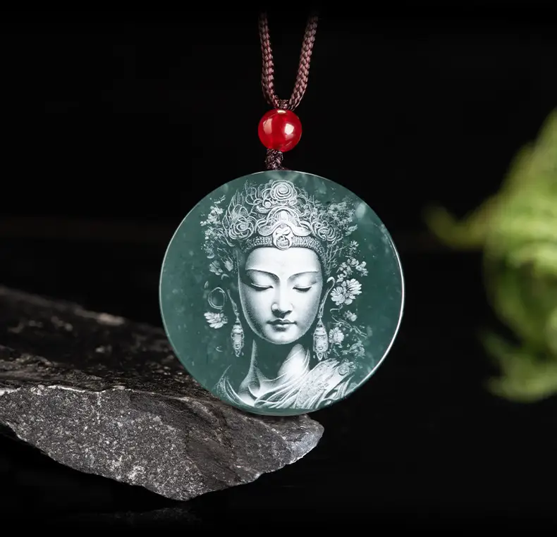 Jade Buddha Pendant with Red Chain for Men Women — feature 8