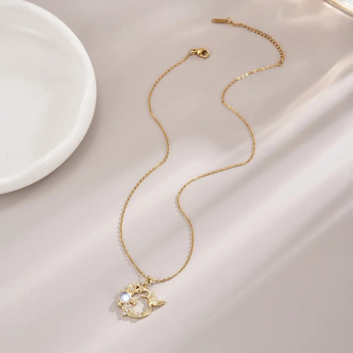 Romantic Hummingbird Diamond Necklace for Women - Image 5