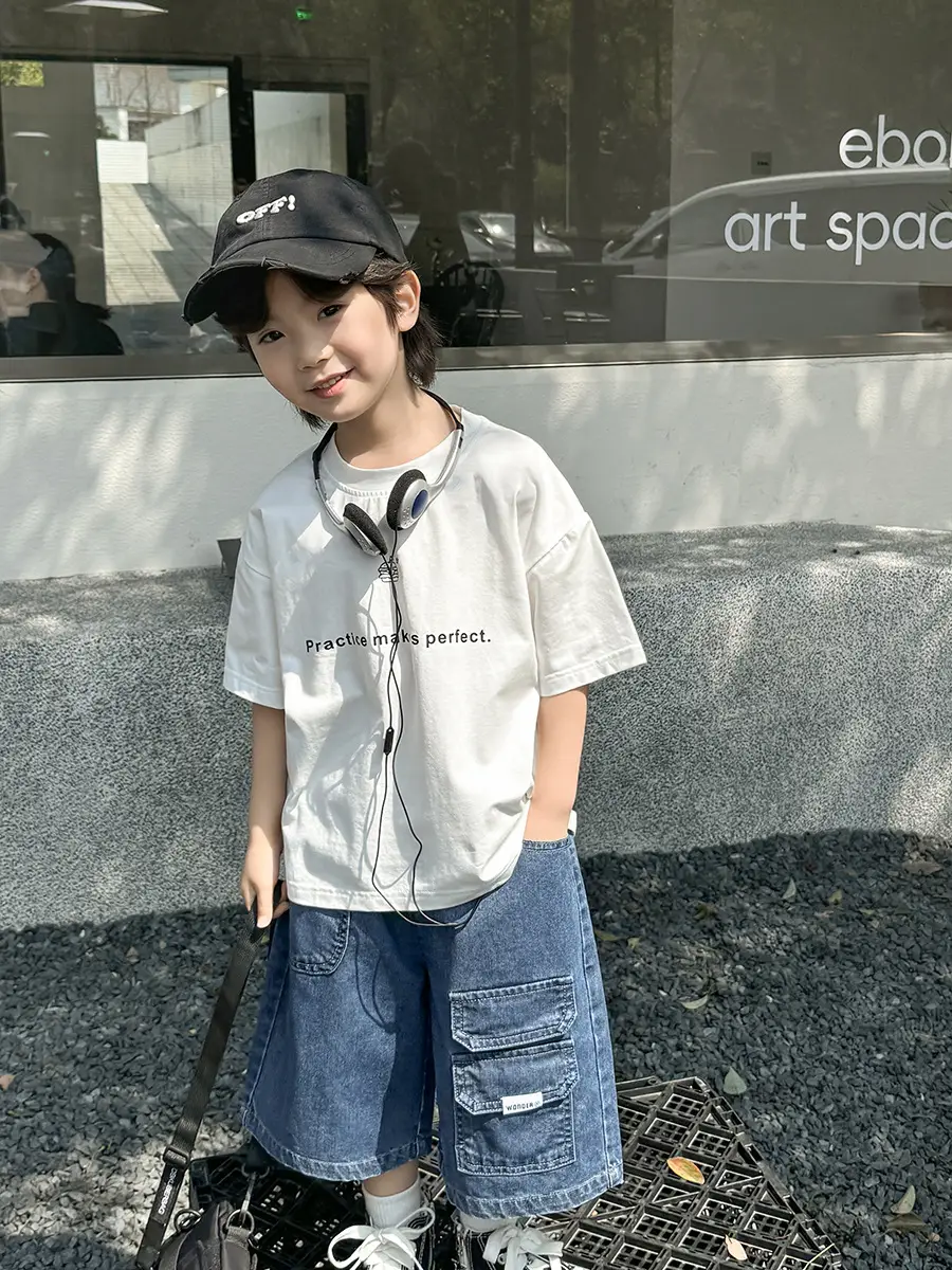 Boys Cotton Letter Print T-Shirt 2026 Summer - Image 5