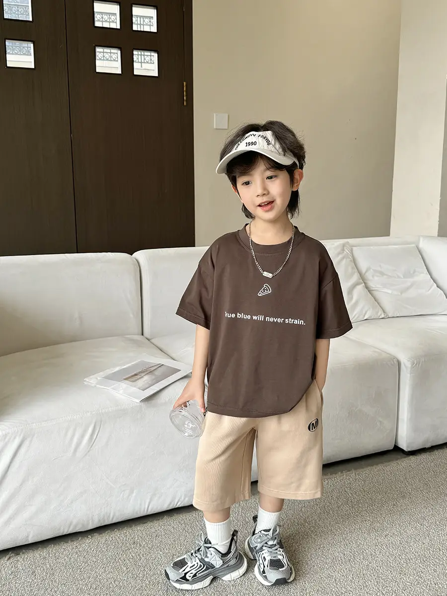 Boys Cotton Letter Print T-Shirt 2026 Summer - Image 7