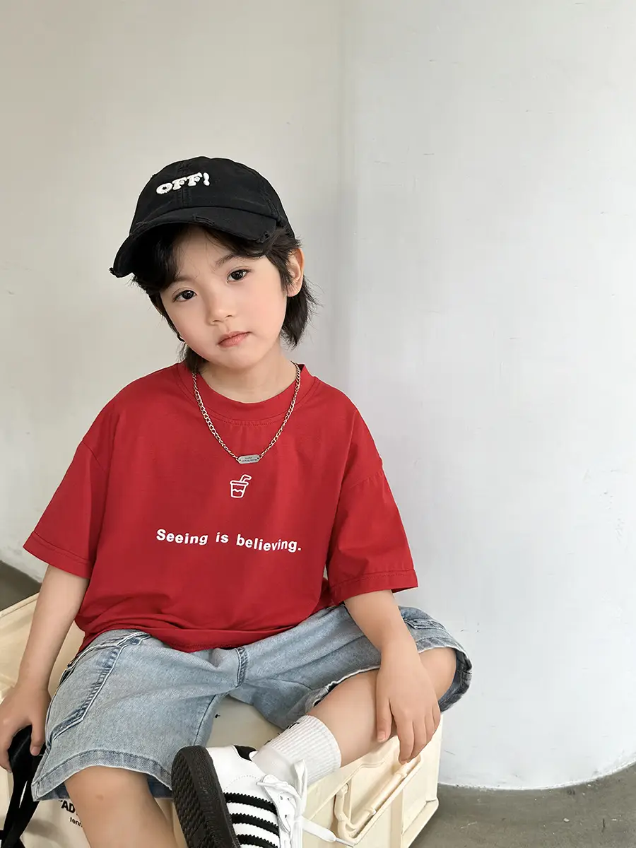 Boys Cotton Letter Print T-Shirt 2026 Summer - Image 8