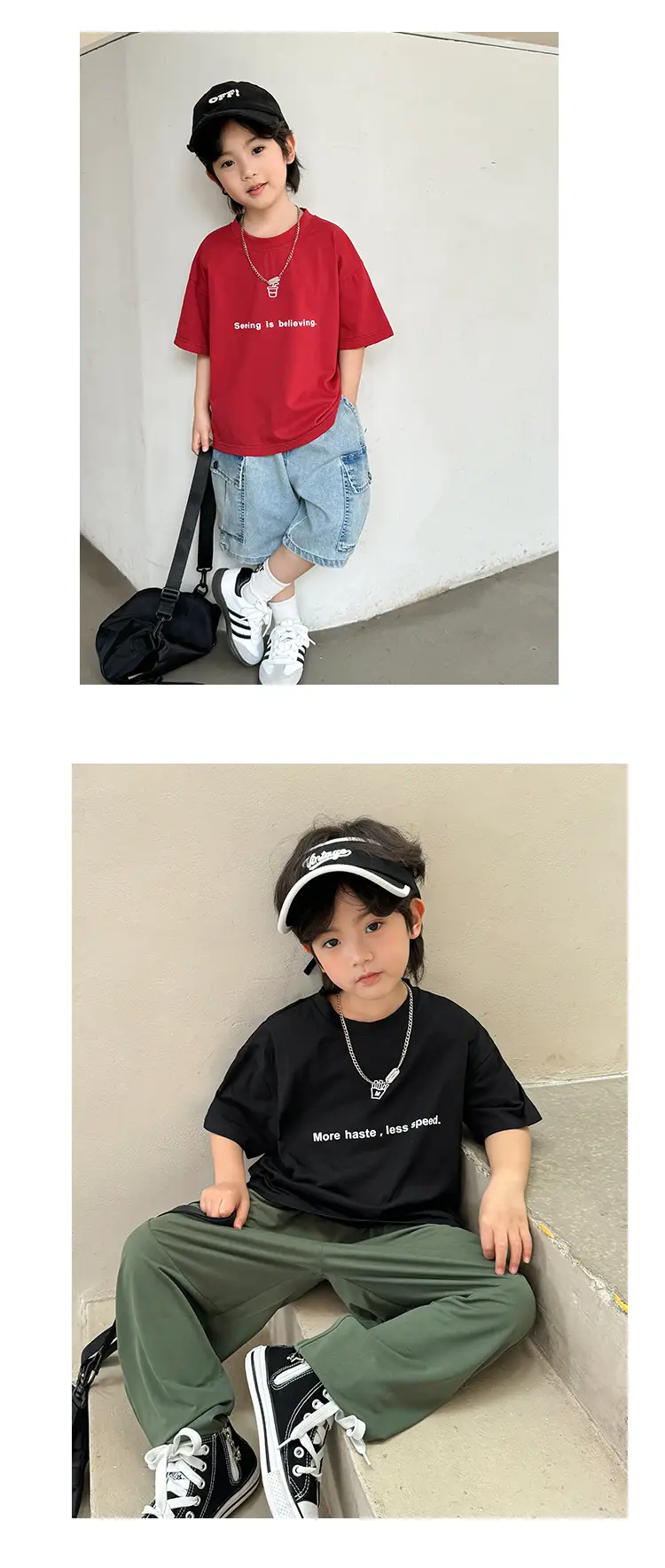 Boys Cotton Letter Print T-Shirt 2026 Summer — feature 14