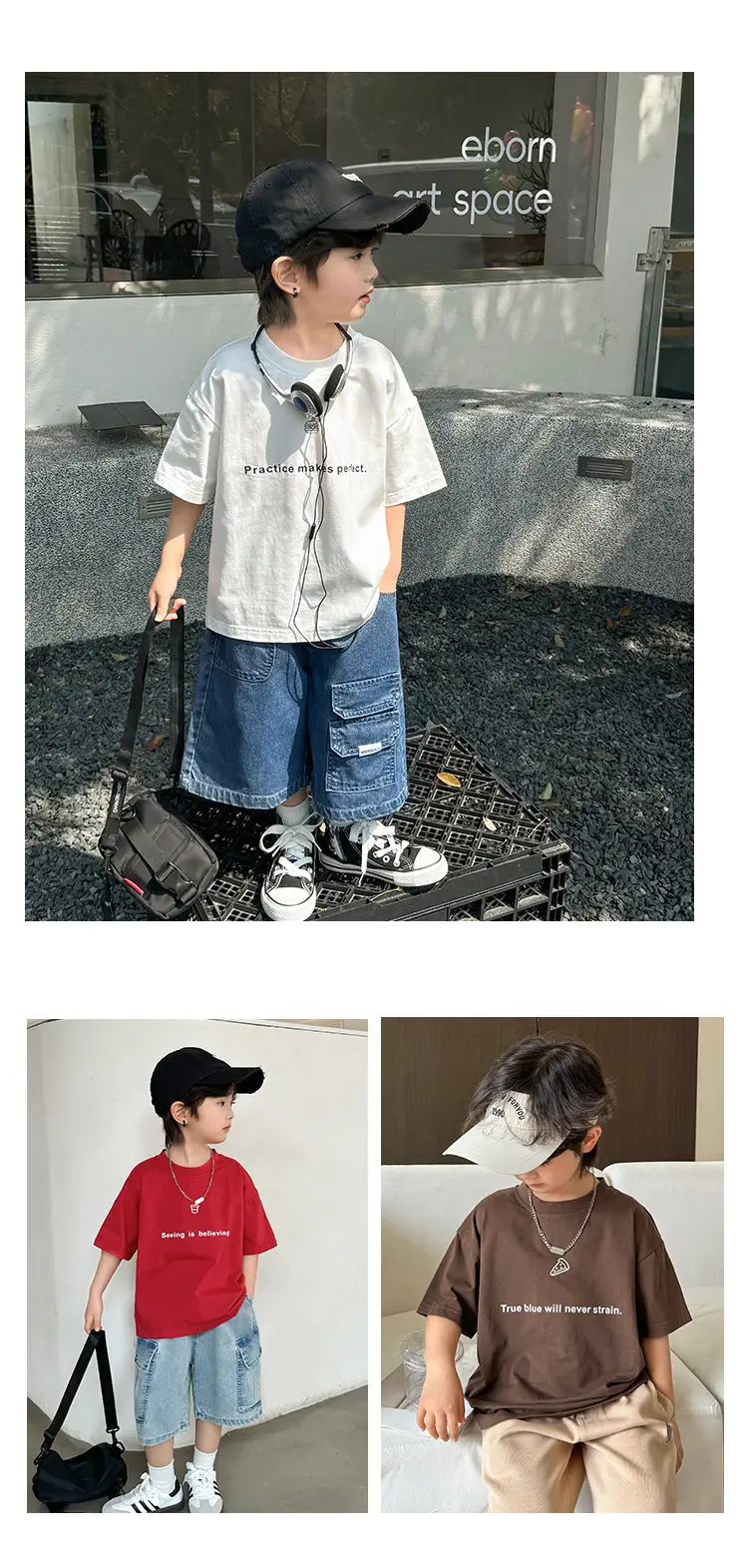 Boys Cotton Letter Print T-Shirt 2026 Summer — feature 9