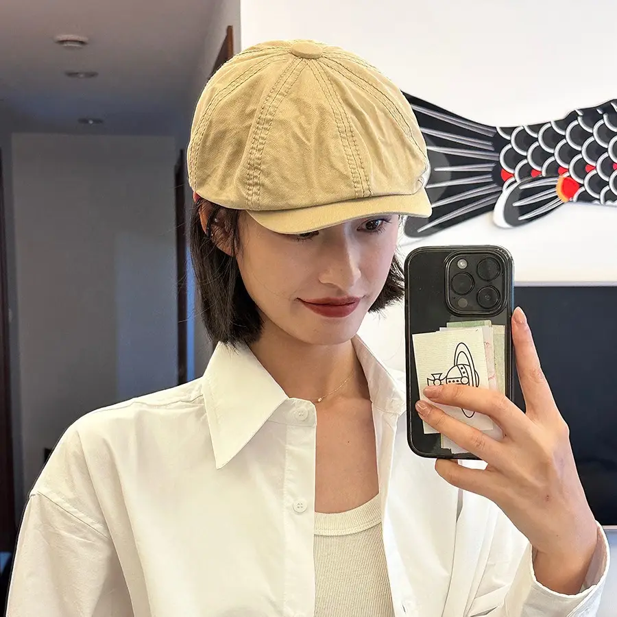 Japanese Style Women's Beanie Cap Tan Spring Summer - Image 9