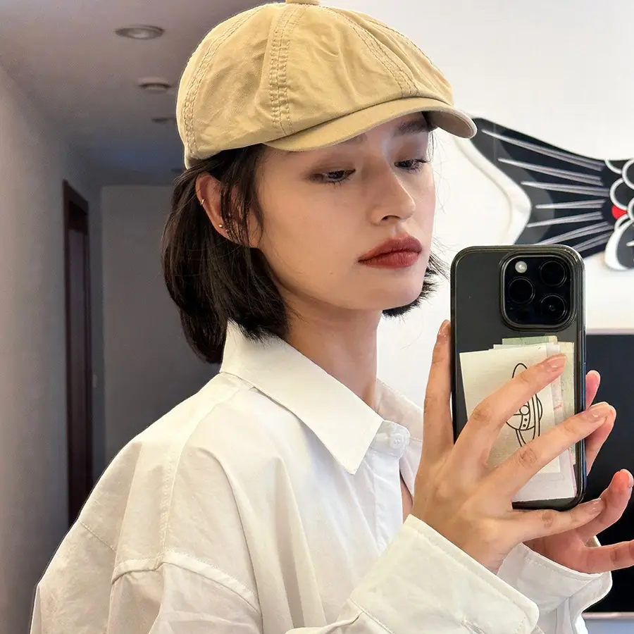 Japanese Style Women's Beanie Cap Tan Spring Summer - Image 10