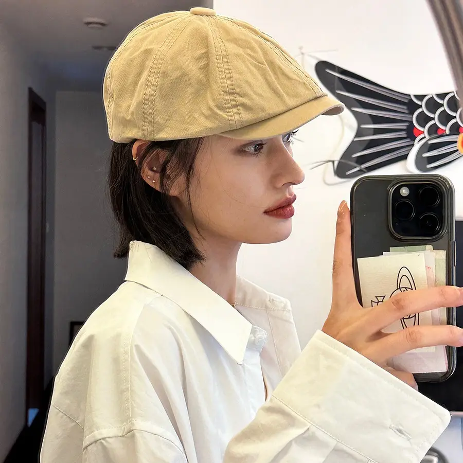 Japanese Style Women's Beanie Cap Tan Spring Summer - Image 11